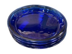 FOUR ANCHOR-HOCKING COBALT BLUE GLASS PIE PLATES