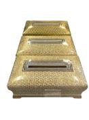 THREE HAND CRAFTED WOOD PERSIAN KHATAM MARQUETRY TISSUE BOXES