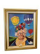 RED SKELTON LIMITED EDITION CANVAS REPRODUCTION TITLED UP AND AWAY 1993