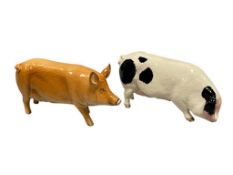 1980'S 1990'S ROYAL DOULTON PIG FIGURINES TAMWORTH PIG AND GLOUCESTER OLD SPOT POG PORCELAIN FIGU...
