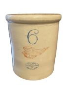 ANTIQUE RED WING UNION STONEWARE CO. POTTERY CROCK 6-GALLON MADE IN RED WING, MINN.