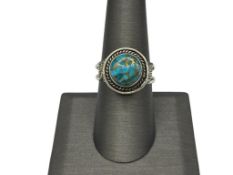 STERLING SILVER COMPOSITE BLUE COPPER TURQUOISE RING