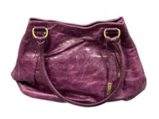 ABRO HOBO STYLE PLUM / PURPLE DESIGNER FASHION LEATHER BAG MADE IN ITALY