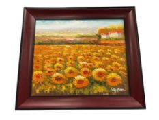 LETTY MASON ORIGINAL ACRYLIC ON CANVAS SUNFLOWER FIELD