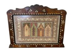 20TH CENTURY WOOL PILE TURKISH PRAYER RUG FLORAL AND CATHEDRAL MOTIF