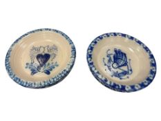 1998 AND 1999 DAVID ELDRETH SALT GLAZED FOLK ART POTTERY PLATES SET OF FIVE