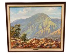 LUIS SUAREZ ORIGINAL ACRYLIC ON CANVAS DESERT / MOUNTAIN LANDSCAPE PAINTING