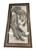 LARGE INUIT STYLIZED BEARS RUBBING SIGNED BY ARTIST