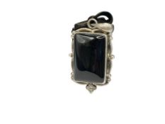 STERLING SILVER RECTANGULAR BLACK ONYX PENDANT
