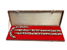 20TH CENTURY CLOISONNE ENAMELED CHINESE THREE-PIECE CANE IN PRESENTATION BOX