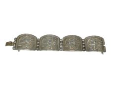 VINTAGE TAXCO MEXICO STERLING SILVER OVERLAY DESIGN LINK BRACELET
