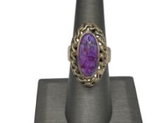 STERLING SILVER COMPOSITE PURPLE TURQUOISE RING