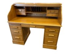 OAK THREE-PIECE ROLLTOP DESK