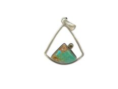 STERLLING SILVER TURQUOISE PENDANT FEATURING A TRIANGLE SHAPED TURQUOISE AND TOPAZ ACCENT