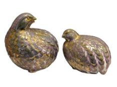 MID-CENTURY MODERN CERAMIC POTTERY QUAILS SIGNED PEM ON THE BOTTOM
