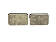 TWO NEVADA PROSPECTOR THEMED .999 FINE SILVER ART BARS BY NEVADA COIN MART