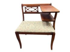 VINTAGE MID-CENTURY MAHOGANY TELEPHONE GOSSIP BENCH