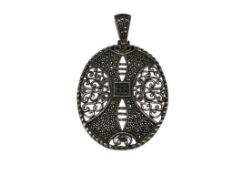 VINTAGE SIGNED STERLING SILVER MARCASITE BROOCH