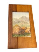 VICKI CURWEN RENO, NEVADA ARTIST WAWTERCOLOR ON PAPER MINIATURE LANDSCAPE PAINTING TITLED LOOOKOUT