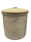 ANTIQUE GARDEN CITY POTTERY CO. STONEWARE POTTERY CROCK 3-GALLON WITH LID MADE IN SAN JOSE, CALIF.