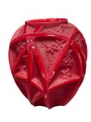 1930'S ART DECO RUBY RED MARTELE RUBEN PHOENIX/ CONSOLIDATED GLASS CO LARGE VASE SAUTERELLES STYLE