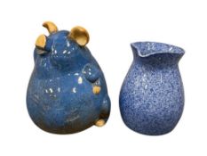 STONEWARE POTTERY PIG FIGURE AND COCHE PORTUGESE STONEWARE POTTERY PITCHER