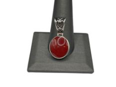 SILPADA STERLING SILVER CARNELIAN PENDANT FEATURING PIERCED BEZEL DESIGN