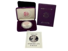 1987-S AMERICAN SILVER EAGLE PROOF .999 FINE SILVER DOLLAR