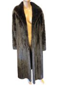 FINEST RANCH RAISED BLACK GLAMA FULL LENGTH MINK COAT WITH DOLMAN SLEEVE