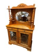 SOLID OAK TWO-PIECE MIRRORED SIDEBOARD