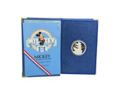 1988 DISNEY MICKEY 60 YEARS WITH YOU .999 FINE SILVER PROOF COIN