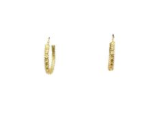 PAIR OF 14K YELLOW GOLD FANCY HOOP EARRINGS