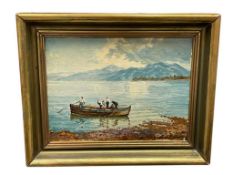 20TH CENTURY OIL ON BOARD MEDITERRANEAN COASTAL SCENE PAINTING