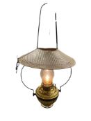 THE JUNO LAMP CO. VICTORIAN COUNTRY STORE HANGING OIL LAMP CONVERTED TO ELECTRIC