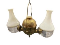 ANTIQUE VICTORIAN PERIOD THE ANGLE LAMP CO. DOUBLE-ARM HANGING ANGLE LAMP
