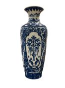 ARITA WARE JAPANESE PORCELAIN COBALT AND WHITE TRADITIONAL DESIGN TALL VASE