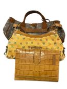 THREE DOONEY & BOURKE LADIES PURSES INCLUDING RAINBOW MERCARI DESIGN AND YELLOW CROCODILE ORGANIZER