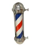 ILLUMINATING AND ROTATING CHROME FINISH BARBER SHOP POLE