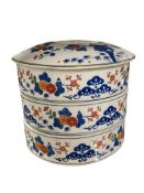 ARITA WARE JAPANESE PORELAIN THREE TIERED BENTO BOX