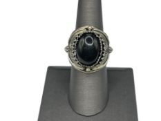 VINTAGE NAVAJO PATRICK YAZZIE ARTIST SIGNED STERLING SILVER ONYX RING