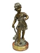 AUGUSTE MOREAU FRENCH ARTIST BRONZE SCULPTURE TITLED PETIT FILLE / YOUNG GIRL