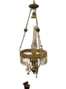 ANTIQUE CONVERTED TO ELECTRIC ORNATE VICTORIAN HANGING OIL LAMP