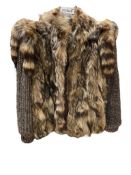STUNNING LADIES RACCOON FUR JACKET WITH REMOVABLE SLEEVES