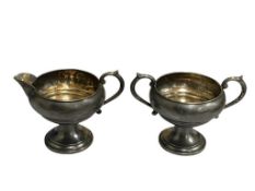 F.B. ROGERS SILVER CO. WEIGHTED STERLING SILVER CREAMER AND SUGAR BOWL