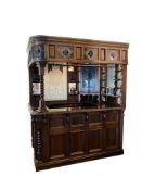 ANTIQUE IRISH PUB BAR FEATURING STAINED GLASS, ETCHED GLASS, AND DARK STAINED OAK