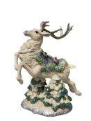 FITZ AND FLOYD CLASSICS CRYSTAL WINTER REINDEER CERAMIC HOLIDAY LARGE FIGURINE