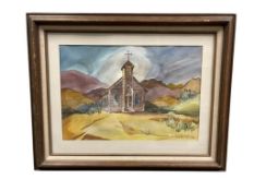 PAUL FIRDEN CARSON CITY, NV ARTIST ORIGIANL WATECOLOR ON PAPER OF OLD CHURCH IN DAYTON, NV