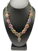 STERLING SILVER IMITATION DRUZY AND GARNET NECKLACE