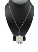 STERLING SILVER AMETHYST PENDANT NECKLACE AND EARRINGS SET