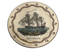 VINTAGE MID-CENTURY GRAY'S POTTERY SHIP CAROLINE ENGLISH LUSTERWARE PLATE